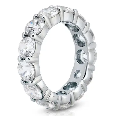 14K white gold 5.40 ct. Round Cut Prong Set Diamond Eternity Wedding Band 1 - alternate view 4 thumbnail