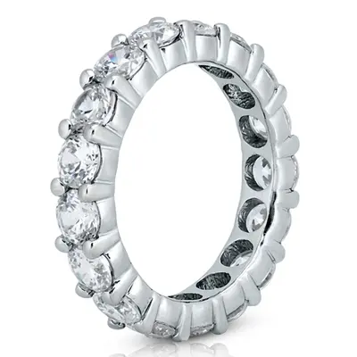 14K white gold 3.75 ct. Round Cut Prong Set Diamond Eternity Wedding Band - alternate view 4 thumbnail
