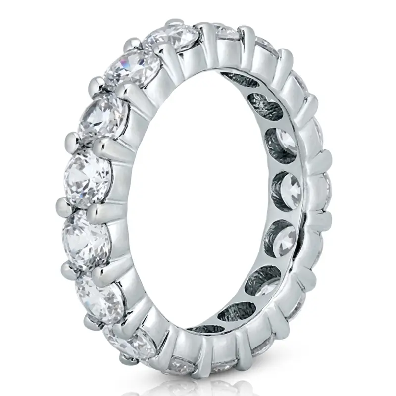 14K white gold 3.75 ct. Round Cut Prong Set Diamond Eternity Wedding Band - alternate view 4