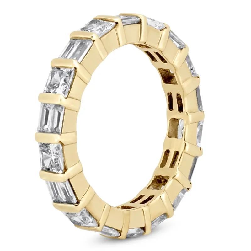 14K white gold 1.62 ct. Princesss Sapphire and Baguette Cut Diamond Eternity Wedding Band 1 - alternate view 4