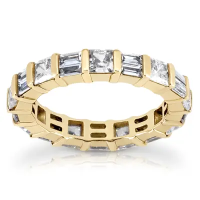 1.62 ct. Princesss Sapphire and Baguette Cut Diamond Eternity Wedding Band 1 alternate view