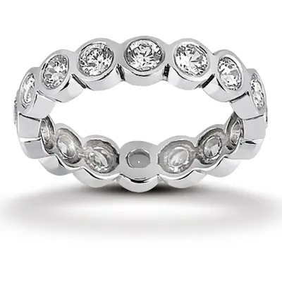14K white gold 1.50 ct. Round Cut Bezel Set Diamond Eternity Wedding Band - main view thumbnail