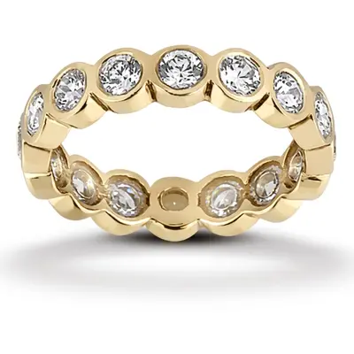 14K white gold 1.50 ct. Round Cut Bezel Set Diamond Eternity Wedding Band - alternate view 2 thumbnail