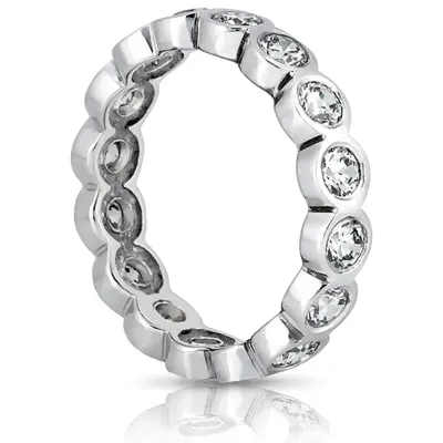 14K white gold 1.50 ct. Round Cut Bezel Set Diamond Eternity Wedding Band - alternate view 3 thumbnail