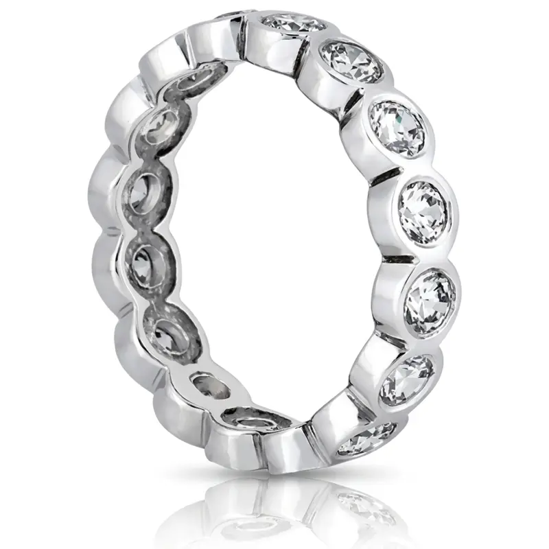 14K white gold 1.50 ct. Round Cut Bezel Set Diamond Eternity Wedding Band - alternate view 3