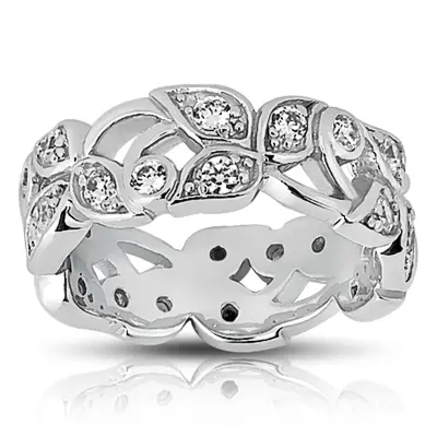 Floral Design 0.72 CT Diamond Eternity Wedding Band