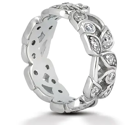 Floral Design 0.72 CT Diamond Eternity Wedding Band alternate view