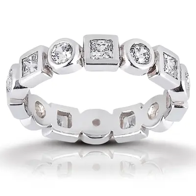 0.96 ct. Multi-Shape Bezel Set Diamond Eternity Wedding Band