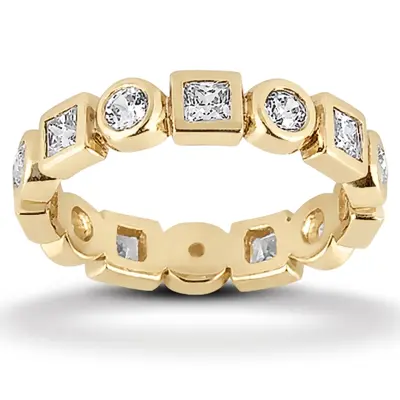 0.96 ct. Multi-Shape Bezel Set Diamond Eternity Wedding Band alternate view