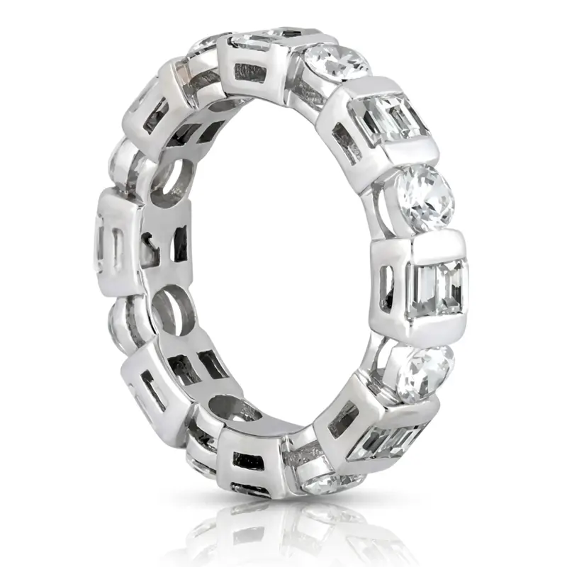 14K white gold 2.66 ct. tw. Combination Diamond Eternity Wedding Band - alternate view 2