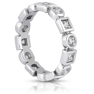 14K white gold 0.96 ct. Multi-Shape Bezel Set Diamond Eternity Wedding Band - alternate view 3 thumbnail
