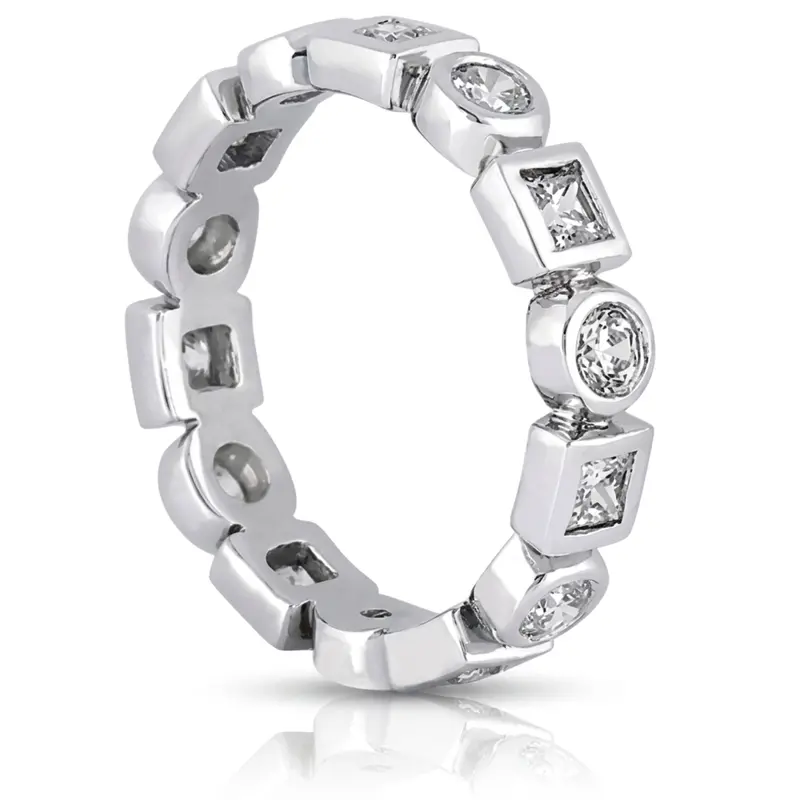 14K white gold 0.96 ct. Multi-Shape Bezel Set Diamond Eternity Wedding Band - alternate view 3