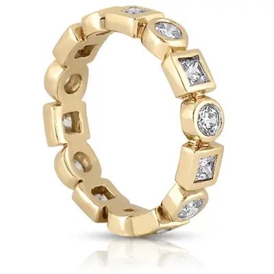 14K white gold 0.96 ct. Multi-Shape Bezel Set Diamond Eternity Wedding Band - alternate view 4 thumbnail