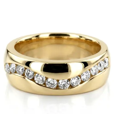 0.90 ct. Round Cut Channel Set Diamond Men's Band alternate view
