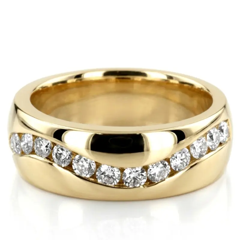 14K white gold 0.90 ct. Round Cut Channel Set Diamond Men's Band - alternate view 2