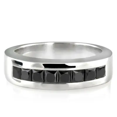 1.20 ct. tw. Princess Cut Channel Set Black Diamond Men's Ring