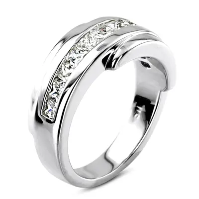 14K white gold 1.56 ct. Princess Cut Diamond Men's Ring - alternate view 5 thumbnail