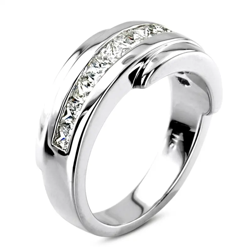 14K white gold 1.56 ct. Princess Cut Diamond Men's Ring - alternate view 5