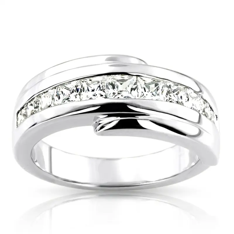 14K white gold 1.56 ct. Princess Cut Diamond Men's Ring - main view