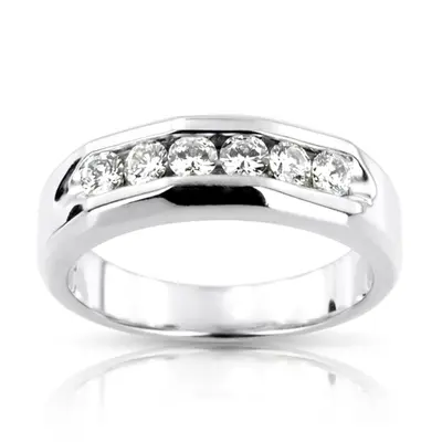 0.60 ct. Round Cut Channel Set Diamond Man Ring