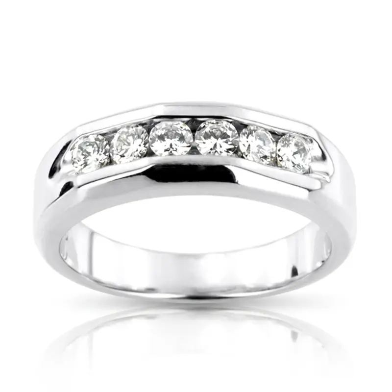 14K yellow gold 0.60 ct. Round Cut Channel Set Diamond Man Ring - main view