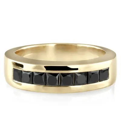 1.20 ct. tw. Princess Cut Channel Set Black Diamond Men's Ring alternate view