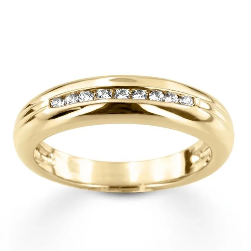 14K white gold 0.23 ct. Round Cut Channel Set Diamond Men's Ring - alternate view 2