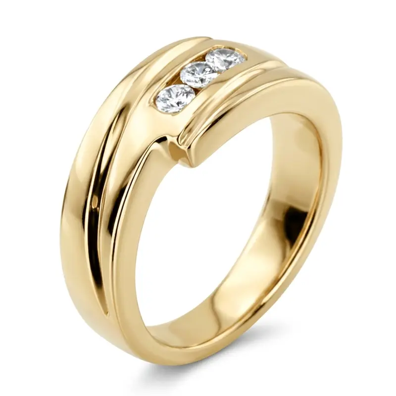 14K white gold 0.30 ct. Three Stone Round Cut Diamond Men Ring 1 - alternate view 5