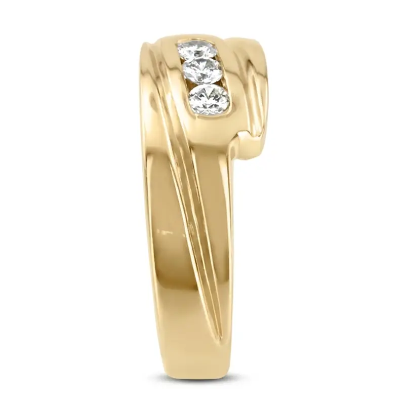 14K white gold 0.30 ct. Three Stone Round Cut Diamond Men Ring 1 - alternate view 3