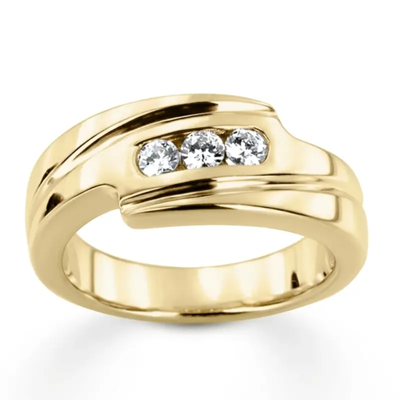 14K white gold 0.30 ct. Three Stone Round Cut Diamond Men Ring 1 - alternate view 2