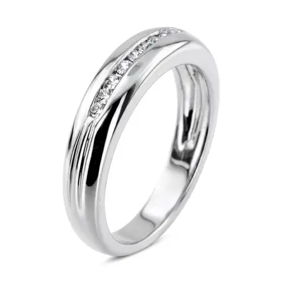 14K white gold 0.23 ct. Round Cut Channel Set Diamond Men's Ring - alternate view 5 thumbnail