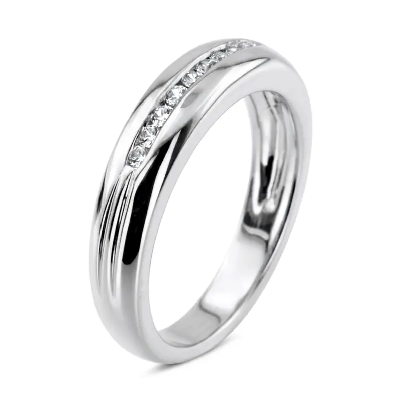 14K white gold 0.23 ct. Round Cut Channel Set Diamond Men's Ring - alternate view 5