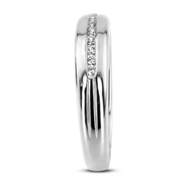 14K white gold 0.23 ct. Round Cut Channel Set Diamond Men's Ring - alternate view 3