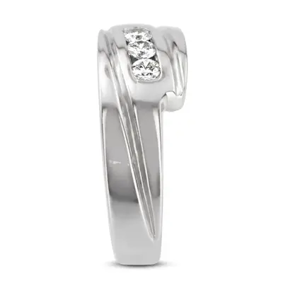 14K white gold 0.30 ct. Three Stone Round Cut Diamond Men Ring 1 - alternate view 4 thumbnail