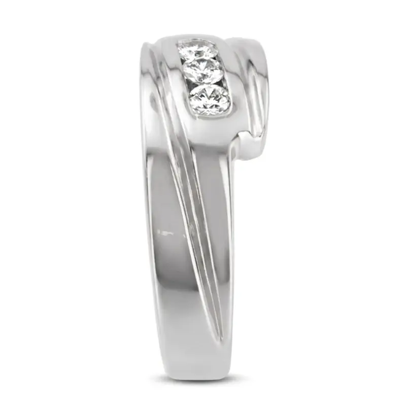 14K white gold 0.30 ct. Three Stone Round Cut Diamond Men Ring 1 - alternate view 4