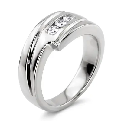 14K white gold 0.30 ct. Three Stone Round Cut Diamond Men Ring 1 - alternate view 6 thumbnail
