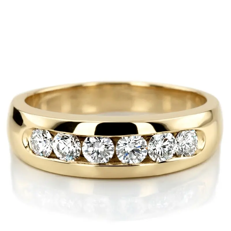 14K white gold Round Cut Channel Set Diamond Men's Ring - alternate view 2