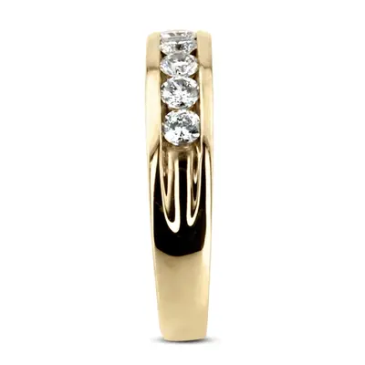 14K white gold Round Cut Channel Set Diamond Men's Ring - alternate view 3 thumbnail