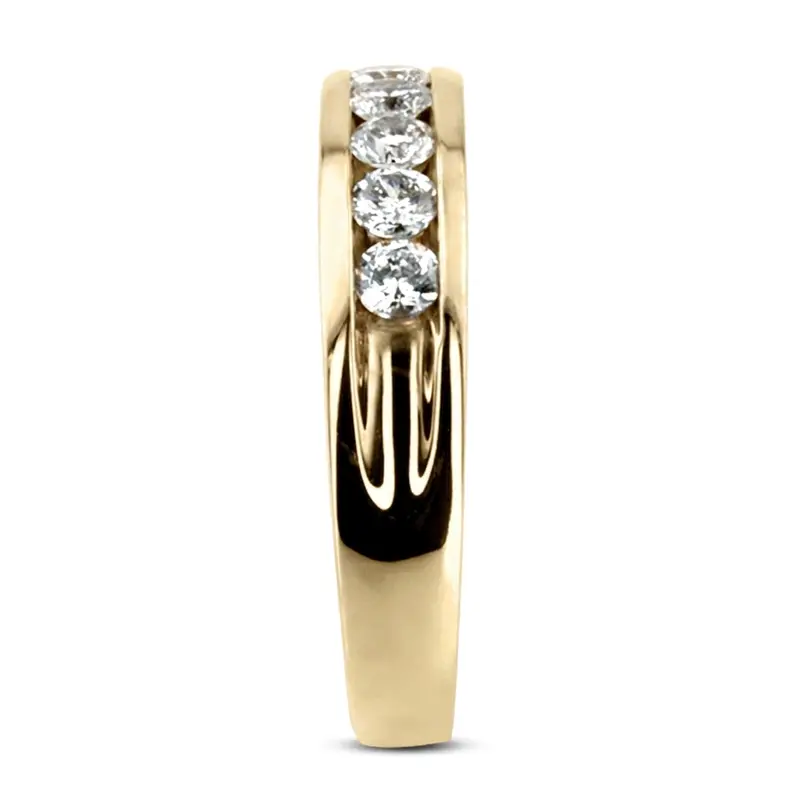 14K white gold Round Cut Channel Set Diamond Men's Ring - alternate view 3