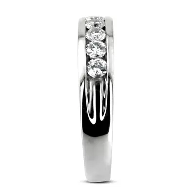 14K white gold Round Cut Channel Set Diamond Men's Ring - alternate view 4 thumbnail