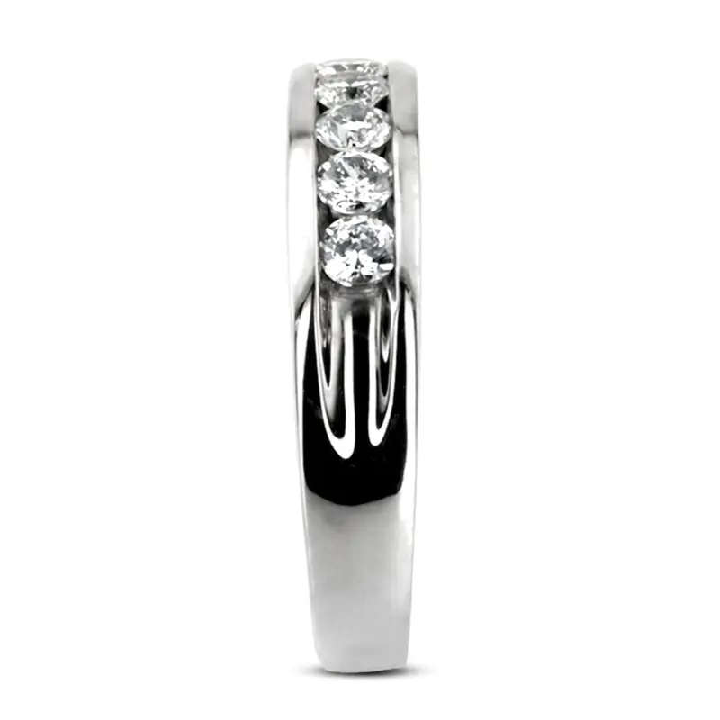 14K white gold Round Cut Channel Set Diamond Men's Ring - alternate view 4