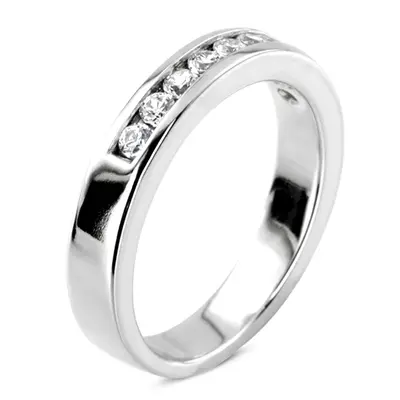 14K white gold 0.45 ct. Round Cut Channel Set Diamond Men's Wedding Ring - alternate view 6 thumbnail