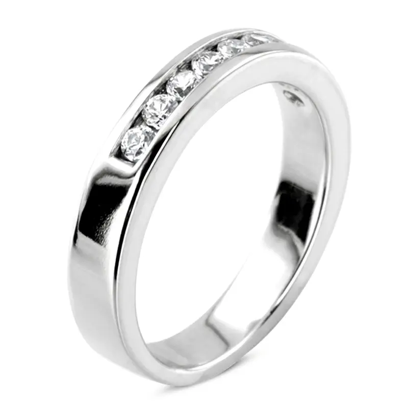 14K white gold 0.45 ct. Round Cut Channel Set Diamond Men's Wedding Ring - alternate view 6