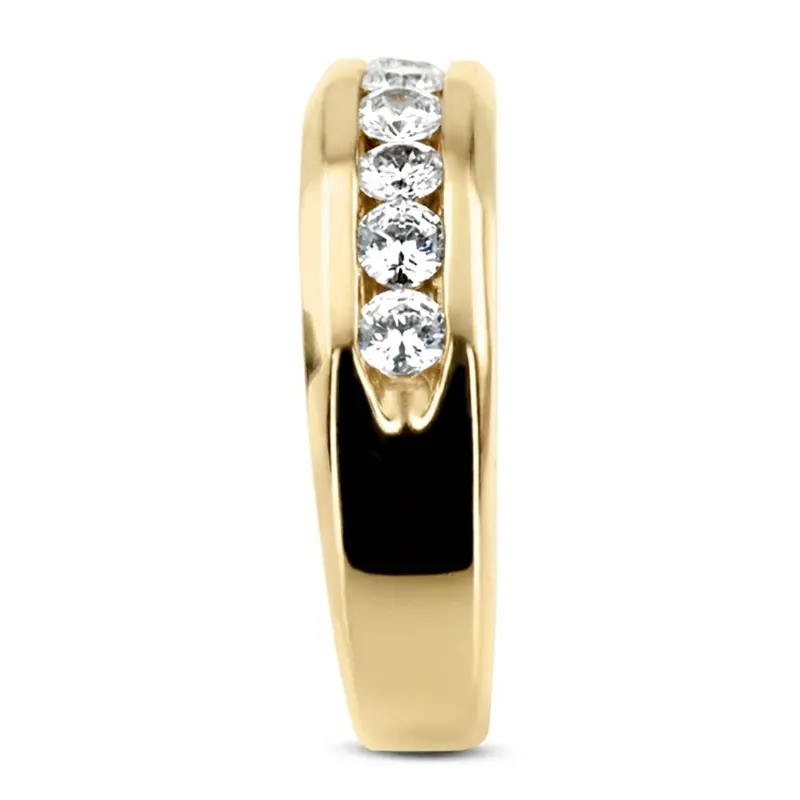 14K yellow gold 0.60 ct. Round Cut Channel Set Diamond Man Ring - alternate view 3