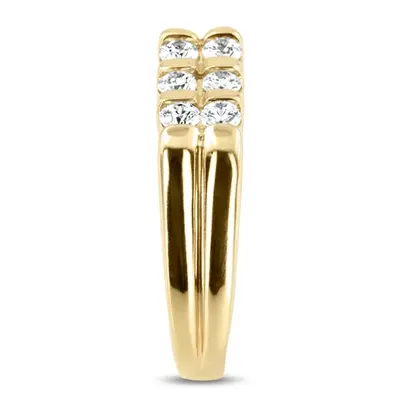 14K white gold 0.60 ct. Round Cut Bar Set Diamond Men's Band - alternate view 5 thumbnail