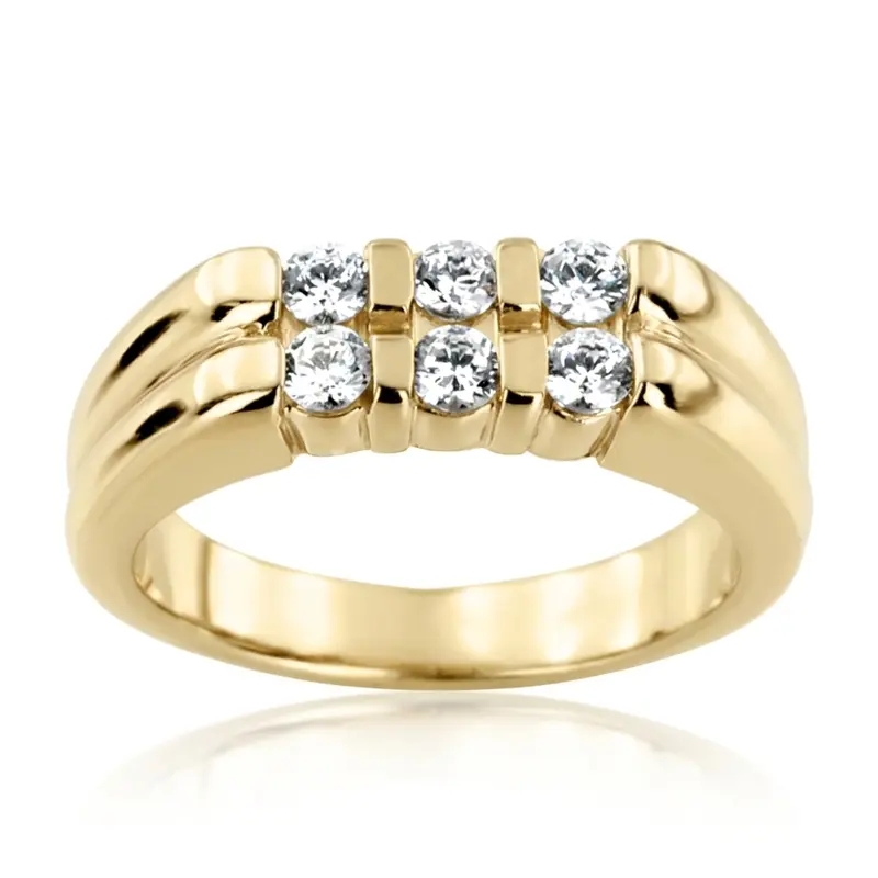 14K white gold 0.60 ct. Round Cut Bar Set Diamond Men's Band - alternate view 2