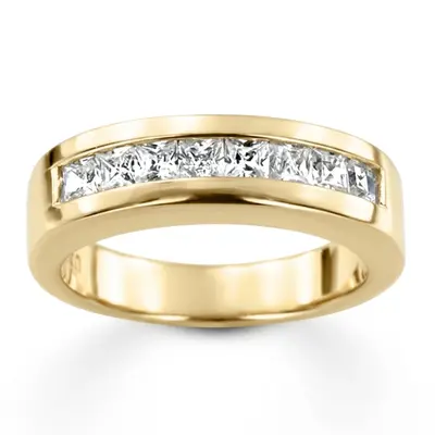 14K white gold 1.12 ct. Princess Cut Channel Set Diamond Men's Ring - alternate view 2 thumbnail