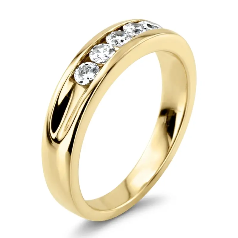 14K white gold Round Cut Channel Set Diamond Men's Ring - alternate view 7