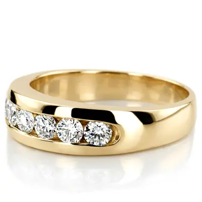 14K white gold Round Cut Channel Set Diamond Men's Ring - alternate view 5 thumbnail