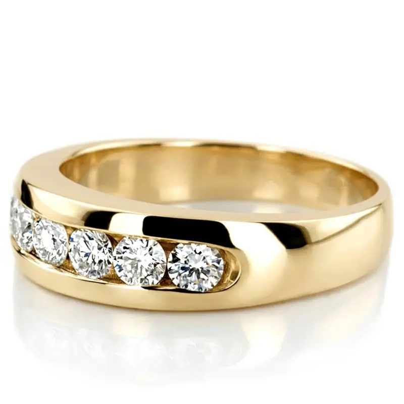 14K white gold Round Cut Channel Set Diamond Men's Ring - alternate view 5